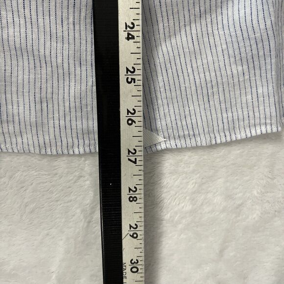 Untuckit Shirt Womens 4 White Stripe Button Up Long Sleeve Linen Blend Top - Picture 10 of 11
